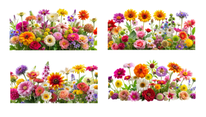 A variety of bright flowers, such as roses, daisies, and tulips, are arranged in a vase for a colorful bouquet.