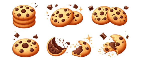 Chocolate Cookies: Bitten and Broken Vector Illustration