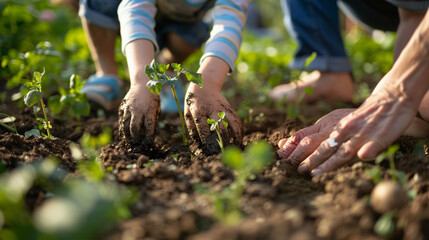 Fototapeta premium Little Gardeners: Cultivating a Sustainable Future