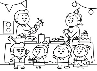 Family with party time.