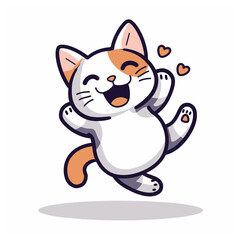 Obraz premium Cute cat jumping vector illustration 