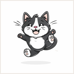 Cute cat jumping illustration Photo