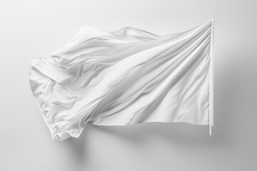 A white flag is hanging from a tree branch