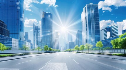 Obraz premium Modern Cityscape with a Clear Road Ahead