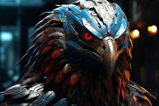 a Cyberpunk of auto robot Eagle superhero photograph