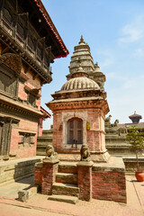Fototapeta premium ネパールのバクタプルにあるダルバール広場の美しい風景Beautiful scenery of Durbar Square in Bhaktapur, Nepal