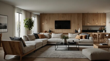 Fototapeta premium minimalist living room with modern furnishings