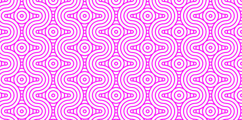 Obraz premium Vector overlapping Pattern Minimal diamond geometric waves spiral and abstract circle wave line. pink color seamless tile stripe geometric create retro square line backdrop white pattern background.