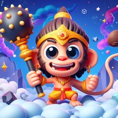 Naklejka premium Portrait of kid Lord Hanuman