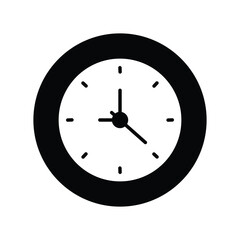 clock icon with white background vector stock illustration