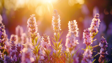 Obraz premium Delicate flowers in sunny meadow