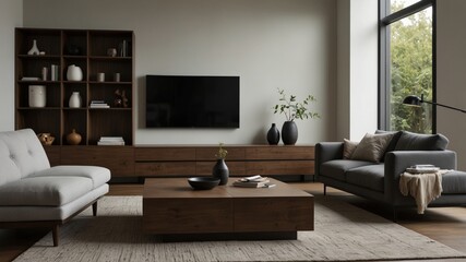 minimalist living room with modern furniture