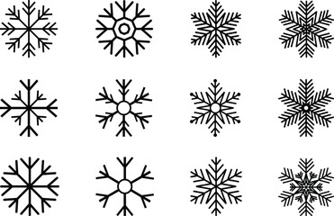 Snow Icon. Set of winter icon isolated on white background Editable Icons of Snow and Ice. Quality icon set of Snowfall. Ice icon.