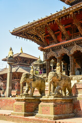 Obraz premium ネパールのパタンにあるダルバール広場の美しい風景Beautiful scenery of Durbar Square in Patan, Nepal