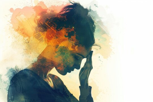 Woman covering her face