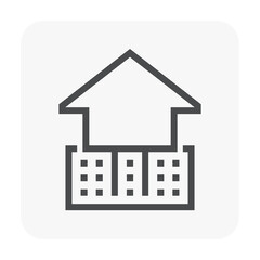 Home or house building and depth pile at cross section view vector icon design. Include soil, earth or ground. Concrete structure at below, underground. Analysis by civil or geotechnical engineering.

