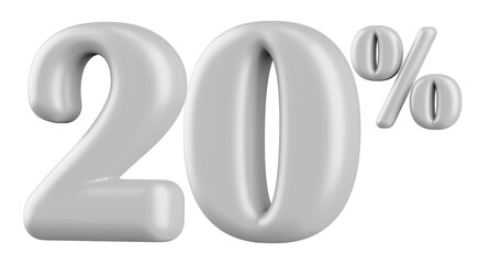 20 Percent Off Sale Silver Number 3D