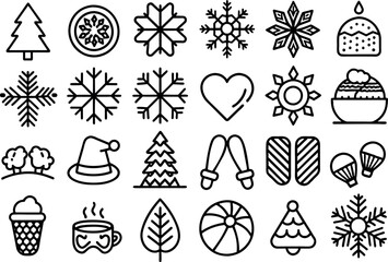 Holiday & Seasons related concept editable stroke outline icons isolated on white background flat vector illustration