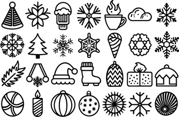 Holiday & Seasons related concept editable stroke outline icons isolated on white background flat vector illustration