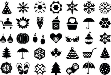 Holiday & Seasons related concept editable stroke outline icons isolated on white background flat vector illustration
