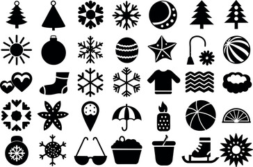 Holiday & Seasons related concept editable stroke outline icons isolated on white background flat vector illustration