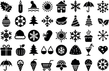 Holiday & Seasons related concept editable stroke outline icons isolated on white background flat vector illustration