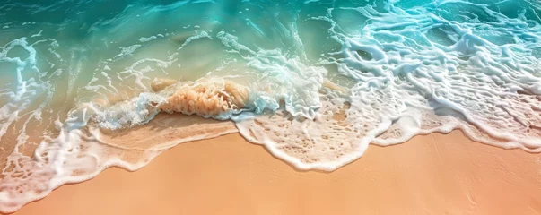 Selbstklebende Fototapeten Serene beach scene with soft waves gently crashing onto the sandy shore © Art_You