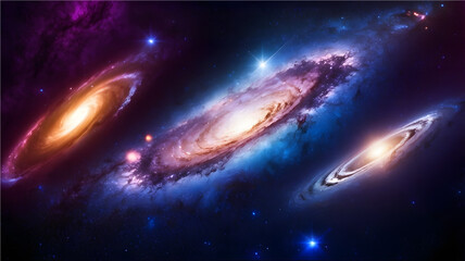 three galaxies in space with stars
