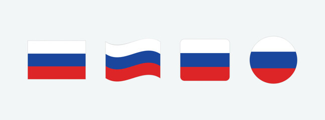 Vector Russia flag. Set of Russia Flags Collection. 
