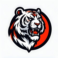 Obraz premium tiger mascot logo in white background