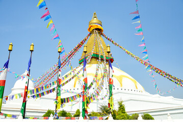 ネパールの首都カトマンズにあるボダナートのとても美しい風景Beautiful scenery of Boudhanath in Kathmandu, the capital of Nepal