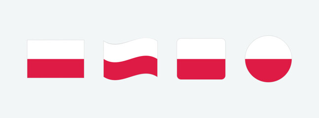 Vector Poland flag. Set of Poland Flags Collection. 
