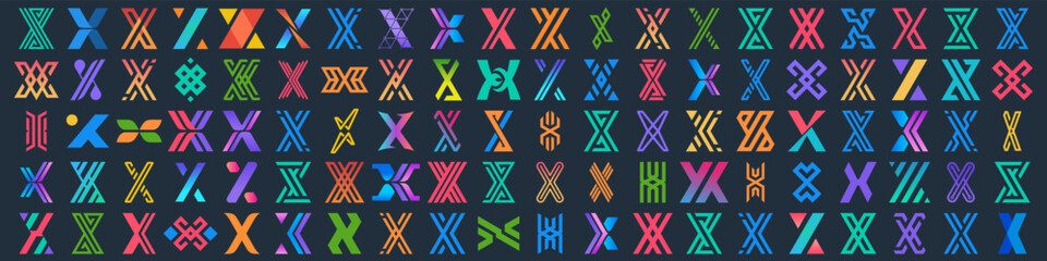 Mega collection letter x logo design. modern logotype x design with colorful. vector illustration