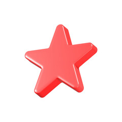 Star red color 3d icon realistic