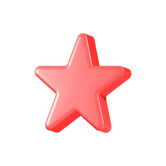 Star red color 3d icon realistic