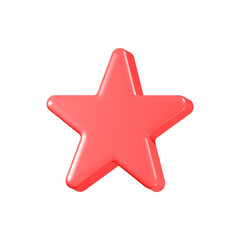 Star red color 3d icon realistic