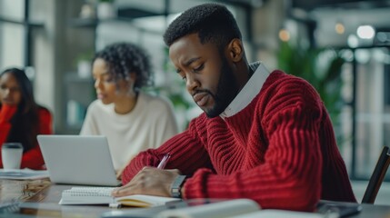 Obraz premium The focused man in office