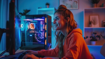 Obraz premium The Woman Gaming Setup
