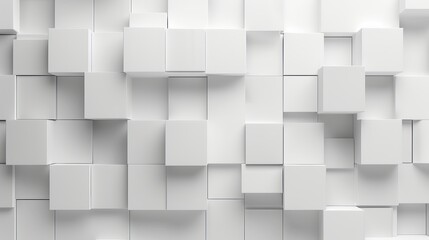 An abstract pattern of white three-dimensional cubes perfect for a wallpaper or background with geometric style