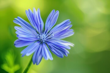 Flowering blue chicory plant. The blue chicory bloom. Intybus Cichorium