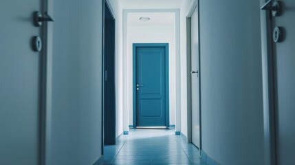 Minimalist Hallway with Blue Doors