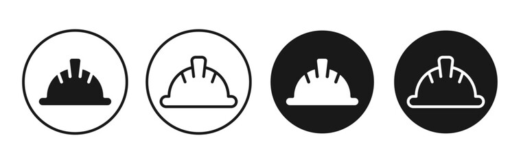 Hard hat vector icon set black filled and outlined style.