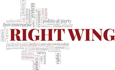 Right Wing word cloud conceptual design isolated on white background.