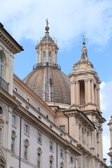 Sant'Agnese in Agone Church Exterior with Dome and Bell Tower in Rome, Italy