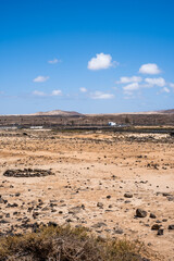 esert landscape, mountains and desert. Lanzarote, Canary Islands, Spain.