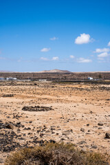 esert landscape, mountains and desert. Lanzarote, Canary Islands, Spain.