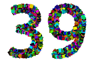 Colorful number 39 for math concept