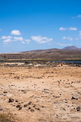 esert landscape, mountains and desert. Lanzarote, Canary Islands, Spain.
