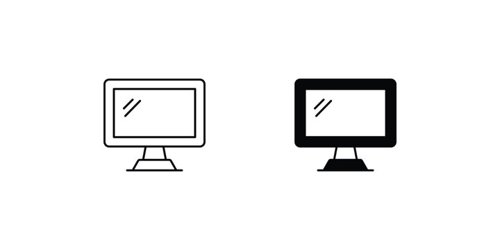 computer moniter icon with white background vector stock illustration