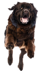 Obraz premium Full body shot of Newfoundland dog, running happily, smiling.